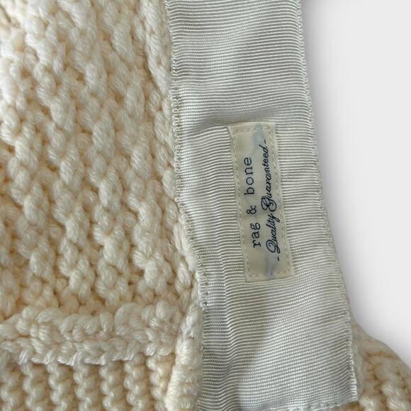 Rag & Bone Cream 100% Merino Wool Chunky Knit Belted Cardigan Sweater Size  6 - Picture 5 of 7